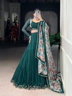Lorenvalley Fashion Green Marble Lace Touch Up Lehenga Choli with Dupatta | Grocsy
