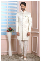 Raivat Ethnic Art Silk Thread Work Indo Western In Cream Colour | Grocsy