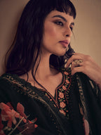 Indo Era Black Embroidered Straight Kurta Trousers With Dupatta set | Grocsy