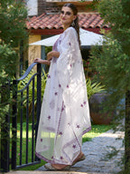 Indo Era White Embroidered Straight Kurta Trousers With Dupatta set | Grocsy