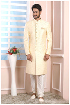 Raivat Ethnic Art Silk Thread Work Indo Western In Cream Colour | Grocsy