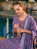 Indo Era Purple Embroidered Straight Kurta Trousers With Dupatta set | Grocsy