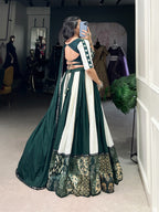 Lorenvalley Green Pure Rayon with Plain And Printed With Paper Mirror Work Lace And Gota Patti Touch Up Lehenga Choli | Grocsy