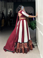 Lorenvalley Maroon Pure Rayon with Plain And Printed With Paper Mirror Work Lace And Gota Patti Touch Up Lehenga Choli | Grocsy