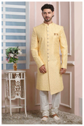 Raivat Ethnic Art Silk Thread Work Indo Western In Yellow Colour | Grocsy