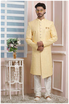 Raivat Ethnic Art Silk Thread Work Indo Western In Yellow Colour | Grocsy