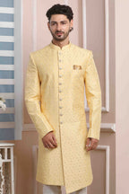 Raivat Ethnic Art Silk Thread Work Indo Western In Yellow Colour | Grocsy