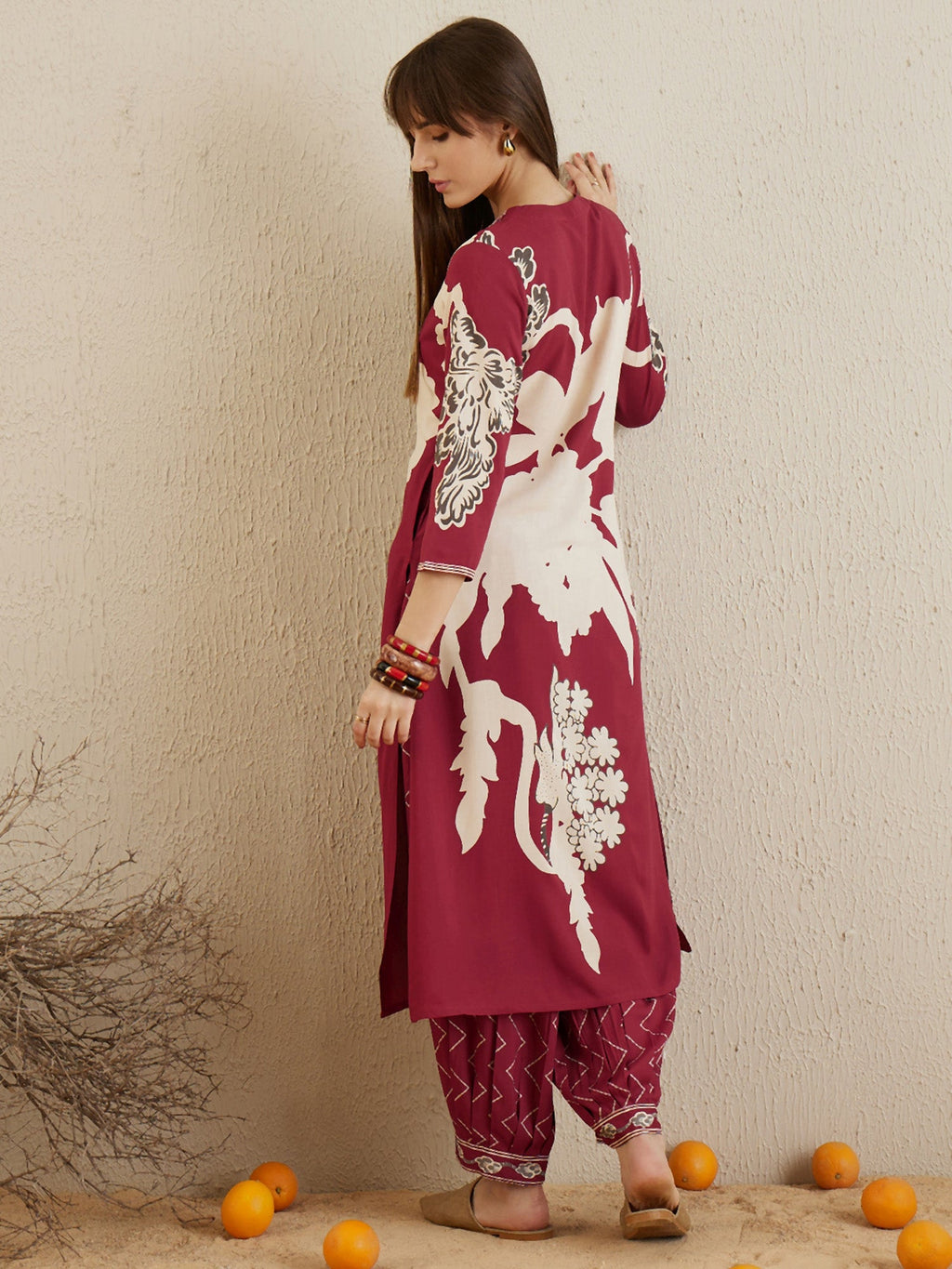 Indo Era Red Printed A-Line Kurta Salwar set | Grocsy