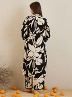 Indo Era Black Printed Straight Kurta Trousers set | Grocsy