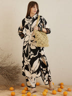 Indo Era Black Printed Straight Kurta Trousers set | Grocsy
