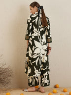 Indo Era Green Printed Straight Kurta Trousers set | Grocsy
