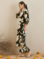 Indo Era Green Printed Straight Kurta Trousers set | Grocsy