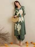 Indo Era Green Printed A-Line Kurta Salwar set | Grocsy
