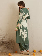 Indo Era Green Printed A-Line Kurta Salwar set | Grocsy