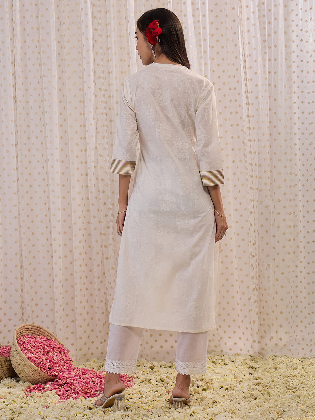 Indo Era Off White Printed Straight Kurta | Grocsy