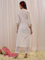 Indo Era Off White Printed Straight Kurta | Grocsy