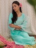 Indo Era Blue Embroidered Straight Kurta Trousers With Dupatta set | Grocsy