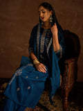 Indo Era Teal Embroidered Straight Kurta Trousers With Dupatta set | Grocsy