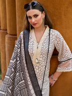 Indo Era Off White Printed Straight Kurta Trousers With Dupatta set | Grocsy