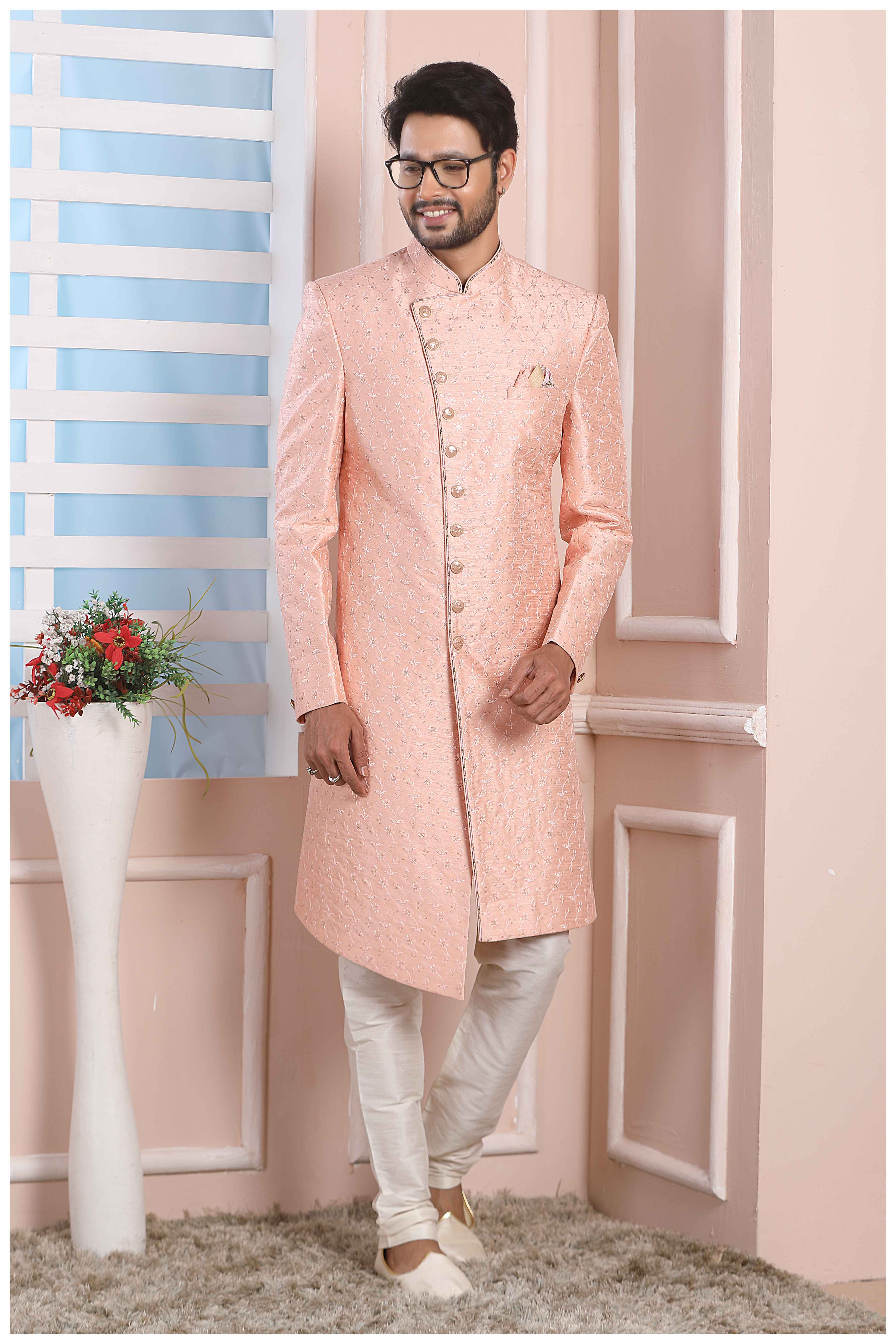 Raivat Ethnic Art Silk Thread Work Indo Western In Pink Colour | Grocsy