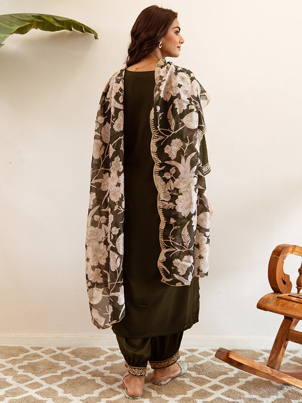 Indo Era Green Embroidered Straight Kurta Salwar With Dupatta set | Grocsy