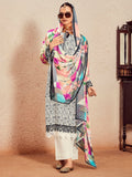 Indo Era Off White Printed Straight Kurta Trousers With Dupatta Set | Grocsy