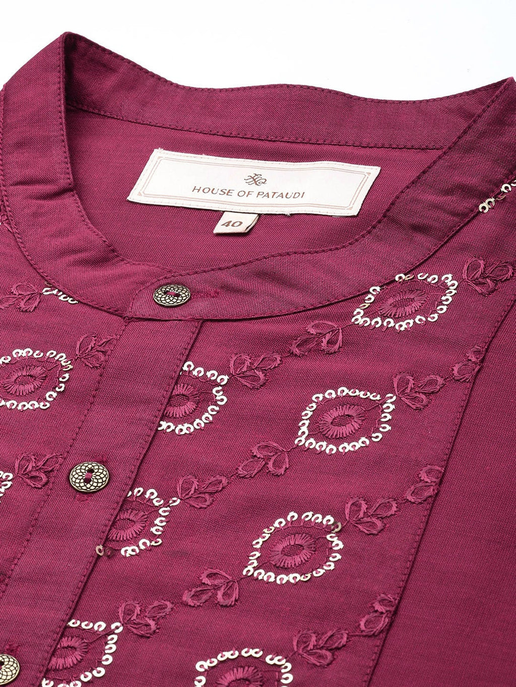 House of Pataudi Jashn Ethnic Motifs Yoke Design Sequinned Kurta | Grocsy