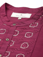 House of Pataudi Jashn Ethnic Motifs Yoke Design Sequinned Kurta | Grocsy