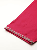 Indo Era Pink Embroidered Straight Kurta Trousers With Dupatta set | Grocsy