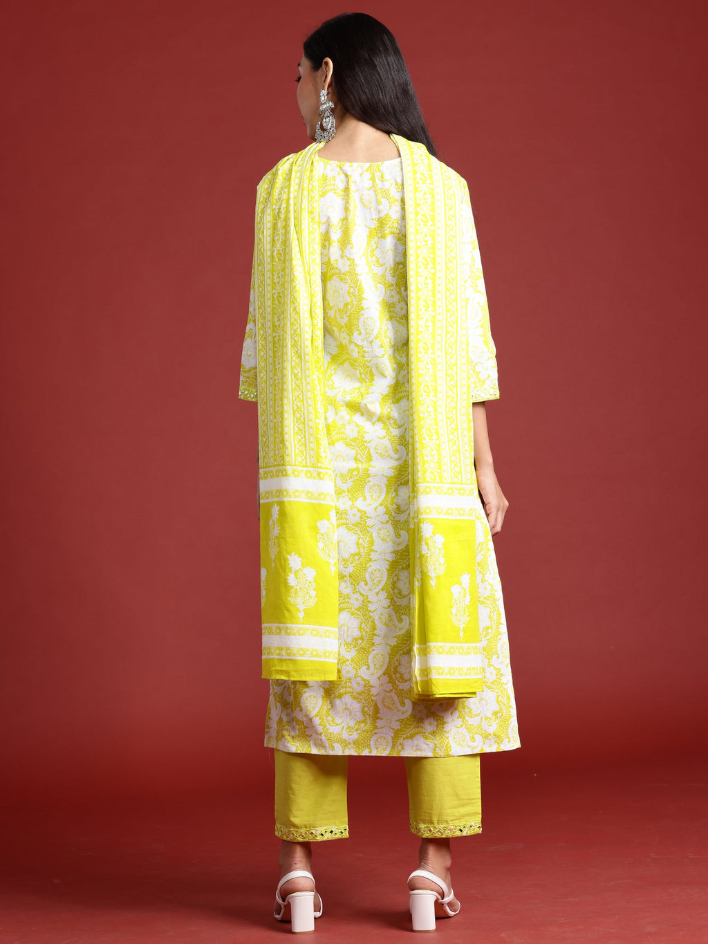 Indo Era Green Printed Straight Kurta Trousers With Dupatta set | Grocsy