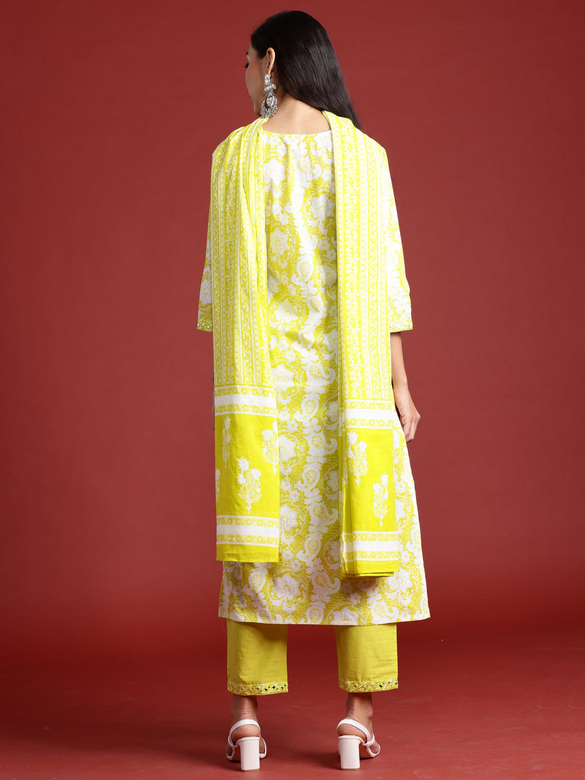 Indo Era Green Printed Straight Kurta Trousers With Dupatta set | Grocsy