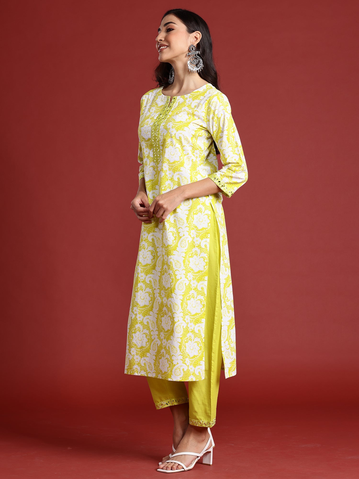 Indo Era Green Printed Straight Kurta Trousers With Dupatta set | Grocsy