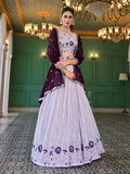 Myra Lavender Georgette Embroidered Designer Lehenga | Grocsy