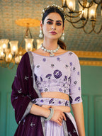 Myra Lavender Georgette Embroidered Designer Lehenga | Grocsy