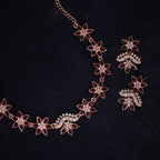 Tehzeeb Creations Maroon Colour Star Design Stone Studded Necklace With Earrings | Grocsy