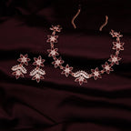 Tehzeeb Creations Maroon Colour Star Design Stone Studded Necklace With Earrings | Grocsy