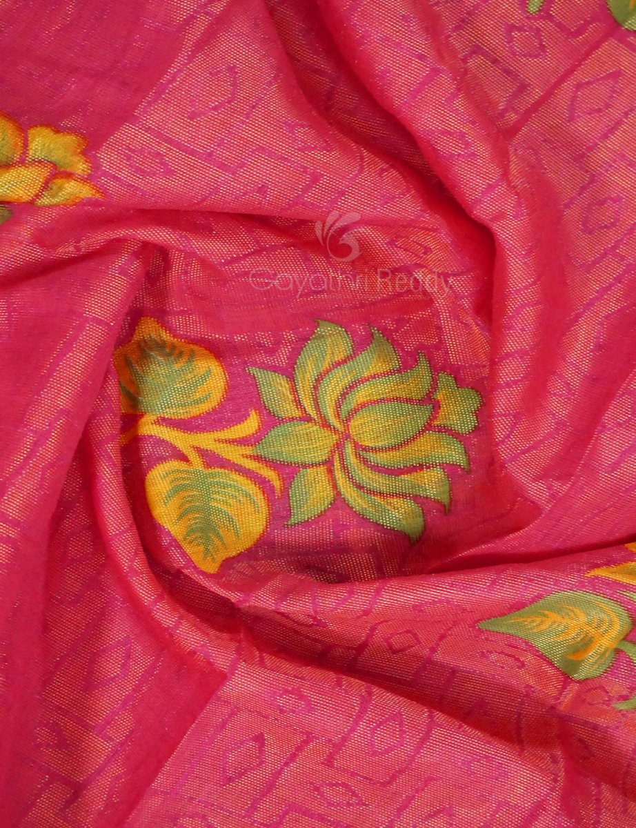 Baby Pink Colour With Leaf Green Blouse Cotton Brasso Saree By Gayathri Reddy Designer Studio | Grocsy