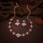 Tehzeeb Creations Maroon Colour Star Design Stone Studded Necklace With Earrings | Grocsy