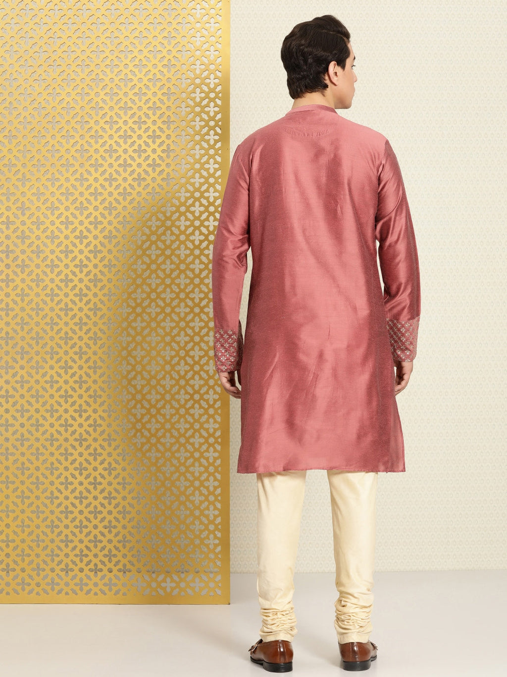 House of Pataudi Men Yoke Design Angrakha Jashn Kurta | Grocsy