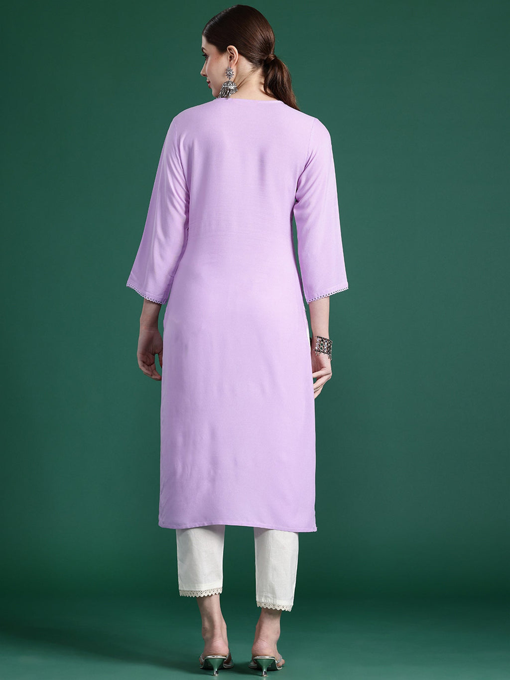 Indo Era Purple Embroidered Straight Kurta | Grocsy