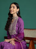 Indo Era Purple Embroidered Straight Kurta Trousers With Dupatta set | Grocsy
