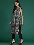 Indo Era Black Printed Straight Kurta | Grocsy