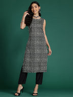 Indo Era Black Printed Straight Kurta | Grocsy