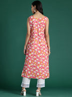 Indo Era Pink Printed Straight Kurta | Grocsy