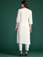 Indo Era White Embroidered Straight Kurta Trousers set | Grocsy