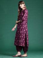 Indo Era Burgundy Printed Straight Kurta Palazzos With Dupatta set | Grocsy