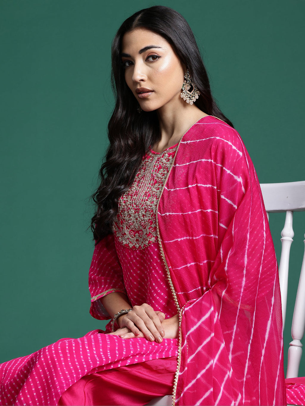 Indo Era Pink Printed Straight Kurta Trousers With Dupatta set | Grocsy