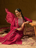 Indo Era Red Embroidered Straight Kurta Trousers With Dupatta Set | Grocsy