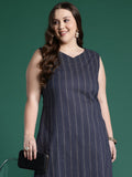 Indo Era Navy Blue Printed Straight Kurta Trousers set | Grocsy