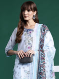 Indo Era Blue Printed Straight Kurta Trousers With Dupatta set | Grocsy
